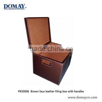 Faux Leather Filing Box for foolscap, office document storage container