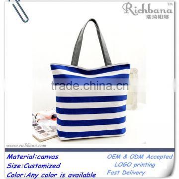 blue white striped canvas bag wholesale