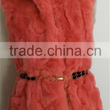 Rabbit Fur Jacket Raccoon Fur Collar Coat Outwear Garment Women Warm photo-4