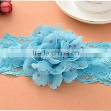 European Kids Wide Cute Water Lily Lace Elastic Hairband