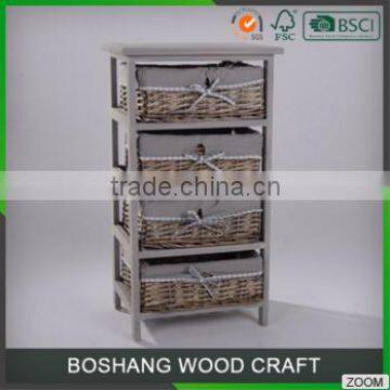 Small Cheap Indoor Storage Wooden Cabinet With Many Wicker Drawers photo-6