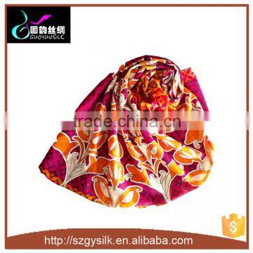 24% silk 76% cotton customized printing long silk cotton scarf