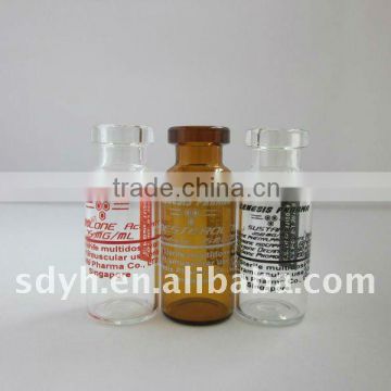 medical glass vial with printing words