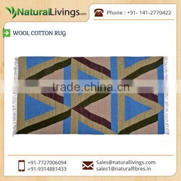 Custom Design Wool Cotton Rug Available at Bulk Rate