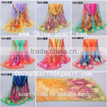 Chiffon silk printed women scarves