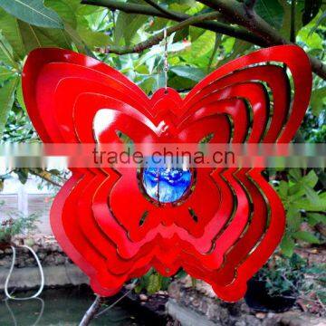 Stainless Steel Wind Spinner--butterfly W/gazing Ball