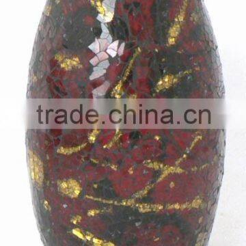 bullet shaped golden line balck red pattern mosaic vase