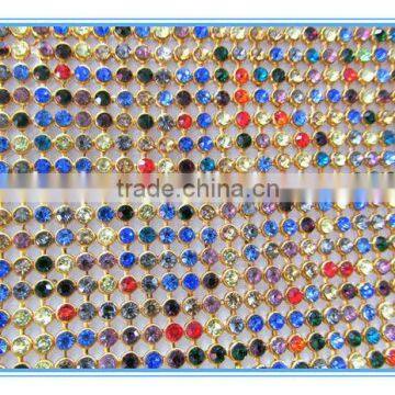 Colourful Hot fix aluminium grid base style rhinestone mesh 120*45cm