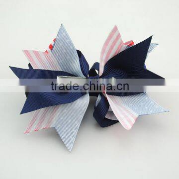Unique Design America Flag Big Bowknot Shape Hair Accessories Silk Ribbon Hair Pins photo-5