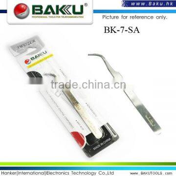 BAKU switzerland curved tips stainless steel tweezers for machine repair tools (BK 7-SA )