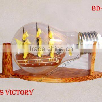 HMS VICTORY SHIP IN LIGHT BULB, NAUTICAL GIFT - HANDMADE SHIP MODEL