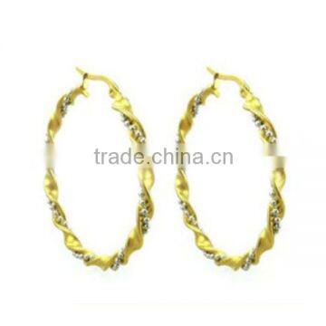 Bulk Sale IPG Two Tones 316l Stainless Steel Fashion Hoop Earrings Wholesale Gold Earrings Designs Jewellery Girl Design LE2337 photo-4