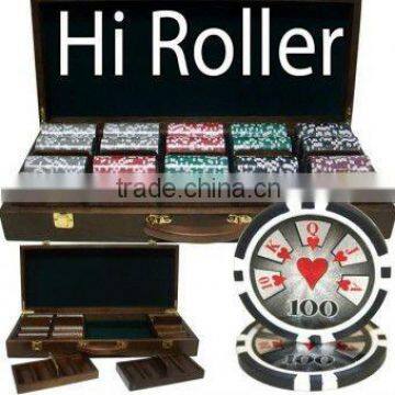 Hi-Roller Poker Chip Set with Walnut Case - 500 Piece