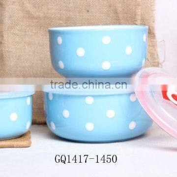 Blue Color Ceramic Bowl Set Ceramic Fresh Bowl With Lid for Bulk Sale