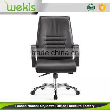 High density sponge genuine leather black pu handrails modern heated office chair with alloy foot