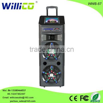 2016 willico Professional dual 12" DJ acive magic speakers with dvd, remote control, USB, SD wws-57