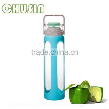 fashion glass water bottle with silicone sleeve