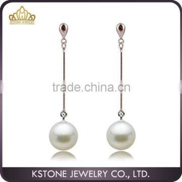 KSTONE 2015 Elegant White Freshwater Pearl Long Earrings