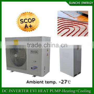 Poland -25C snow winter floor heating100~300sq meter room 12KW/19KW/35KW ,R407C,380V EVI Split best China heat pump cost