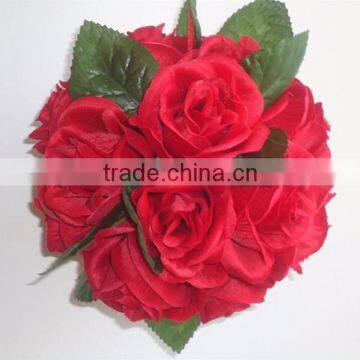 artificial 18 heads silk red rose balls for wedding decoration