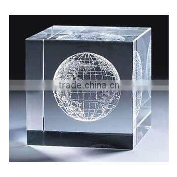 Factory Wholesale 3D Laser Engraved Crystal Cube