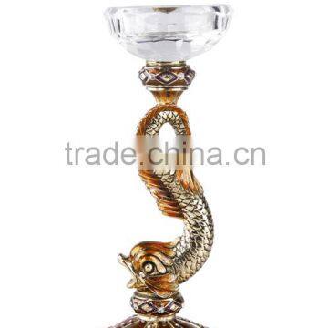 RORO Good Luck Squirrelfish Enamel Home Decoration Pewter Craft Crystal Candle Holder