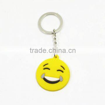 Wholesale Custom Keychain Soft Rubber Key ring Funny Smile face Roller shaped Key chain