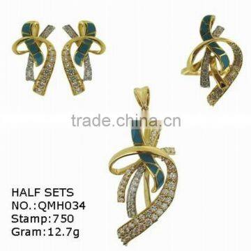 18k gold jewelry with enamel and stones setQMH034