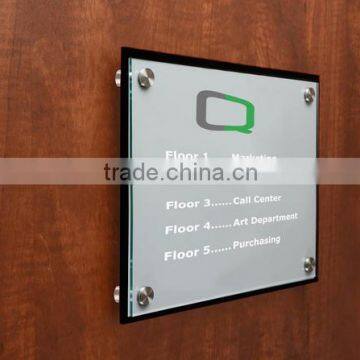 8.5 x11 Office Door Sign w/ Acrylic Plates, Standoffs & Film - Clear & Black