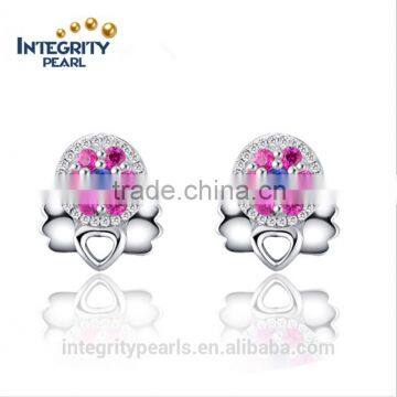 High-end micro paving Angel shaped Korean style wholesale sterling silver earring