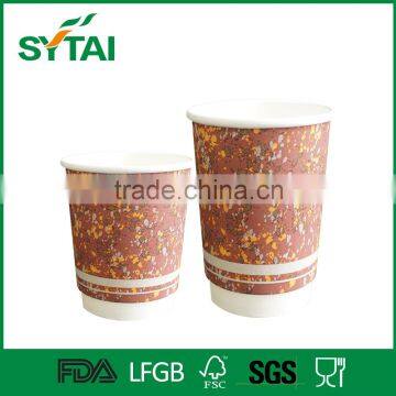 8oz Disposable customized good printing hot coffee insulated paper cups with lid for wholesale