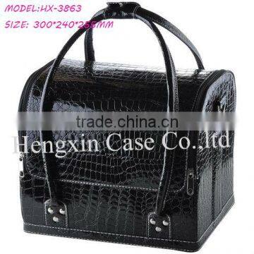 Fashion PU professinal black makeup cosmetic case