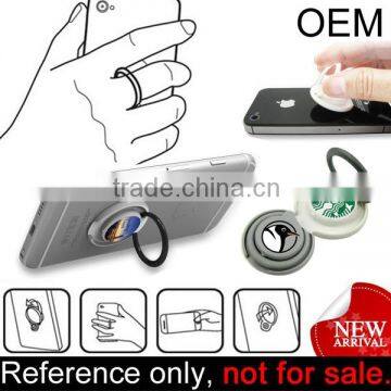 custom logo printed sticky plastic finger ring holder for mobile phone