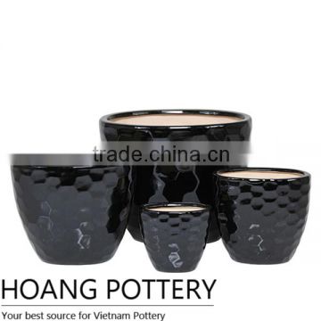 Black Glazed Ceramic Pots for Indoor Decoration