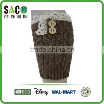Lace Cuff Cable Pattern With Buttons Legwarmers photo-3