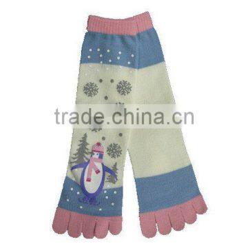 Snowman five toes women socks