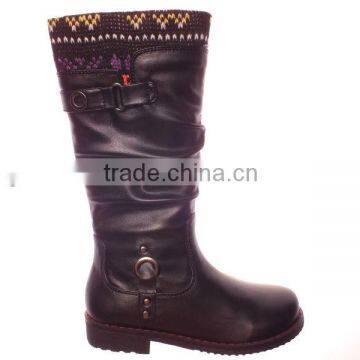 Fancy kids soft upper boots with rivets and strap decoration