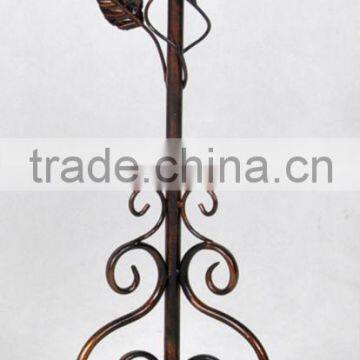 metal handicraft floor standing pillar black wrought iron candle holder(XY13852)