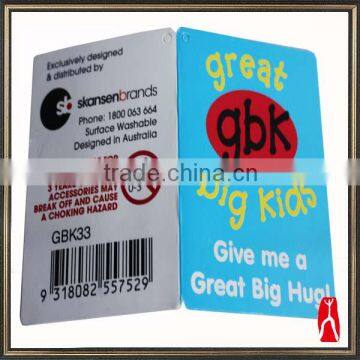 High quanlity folding paper tag label design for children toys