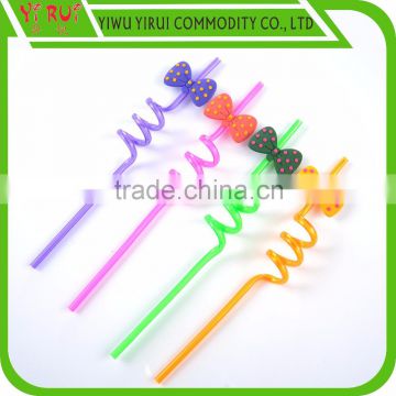 bowknot pattern crazy squiggle drinking straws for children drinking