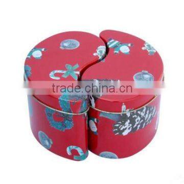 cylinder tin box with beautiful picture for saving