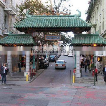 roof tiles green glazed used for Chinatown memorial archway gatedoor building