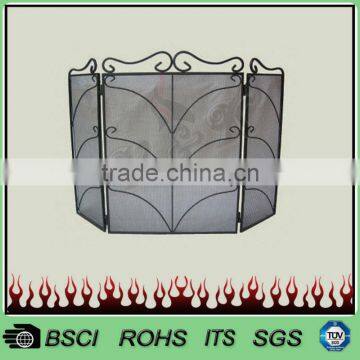 Hot selling 3 panels morden folding fire screen with black powder coating FS42B#