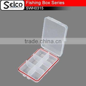 6 Compartments clear plastic box widely used, Fishing tackle box