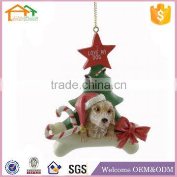 Factory Custom made best home decoration gift polyresin resin dog christmas ornament