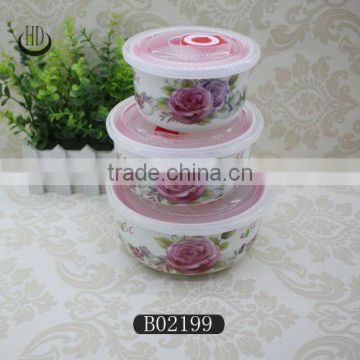 3pcs ceramic bowl,porcelain bowl with design,3pcs preservation bowl set