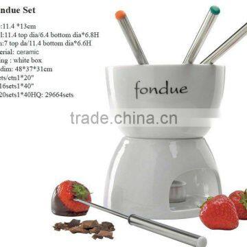 chocolate fondue set with forks