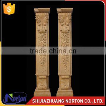 Norton handcrft carved flowers yellow marble square column NTMF-C221S