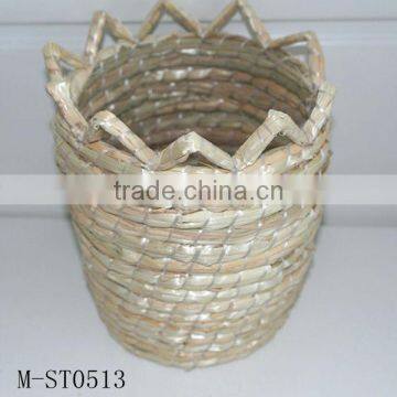 straw basket & Natural straw crafts & straw pen pot