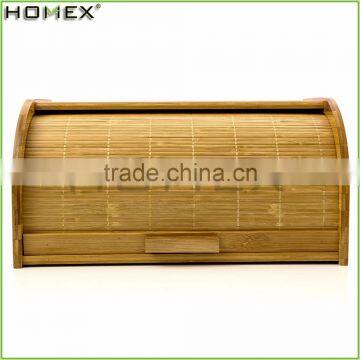 Food Safe Bamboo Bread Box with Roll Top Cover/Bread Storage Bin/Homex_FSC/BSCI Factory